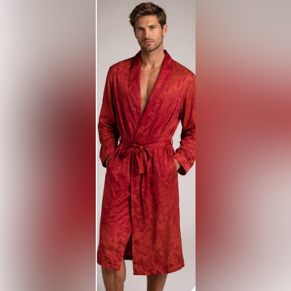 Vintage 30s-40s Red Rayon Pilgrim Robe Satin Size Small Ideal For Restoration